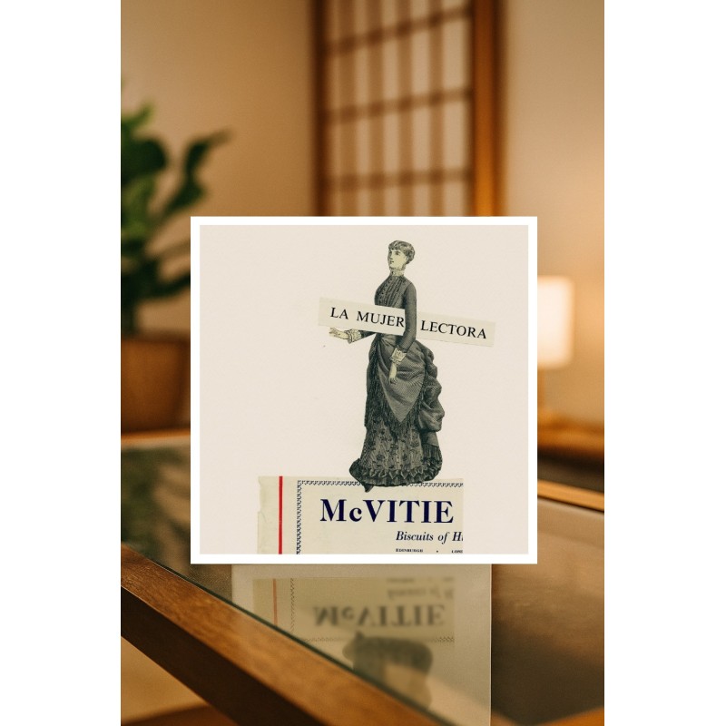 Postal Collage La mujer lectora