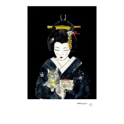 Geisha con gato